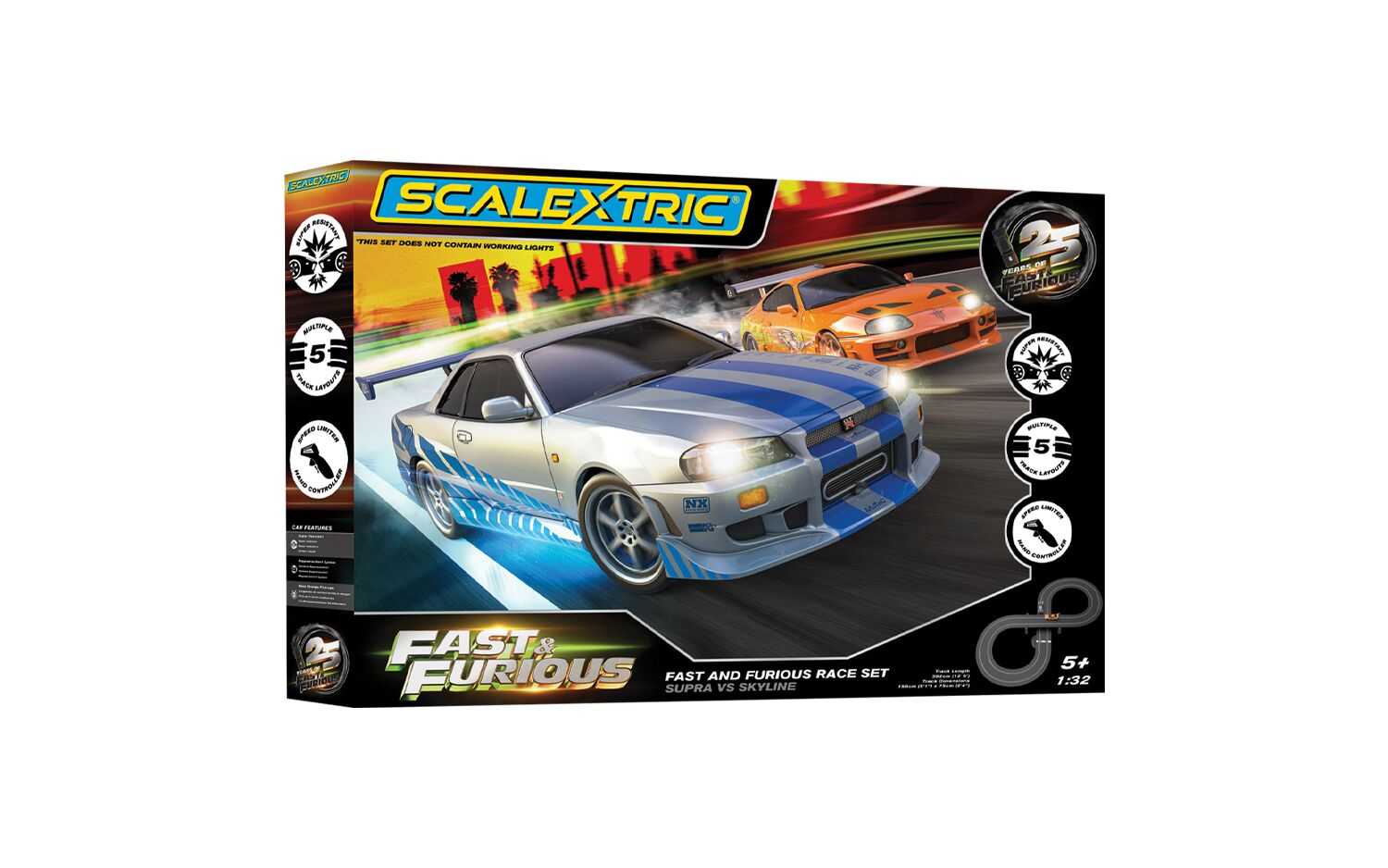 Autodráha SCALEXTRIC C1465P - Fast and Furious - 25 Years - Supra vs R34 (1:32)
