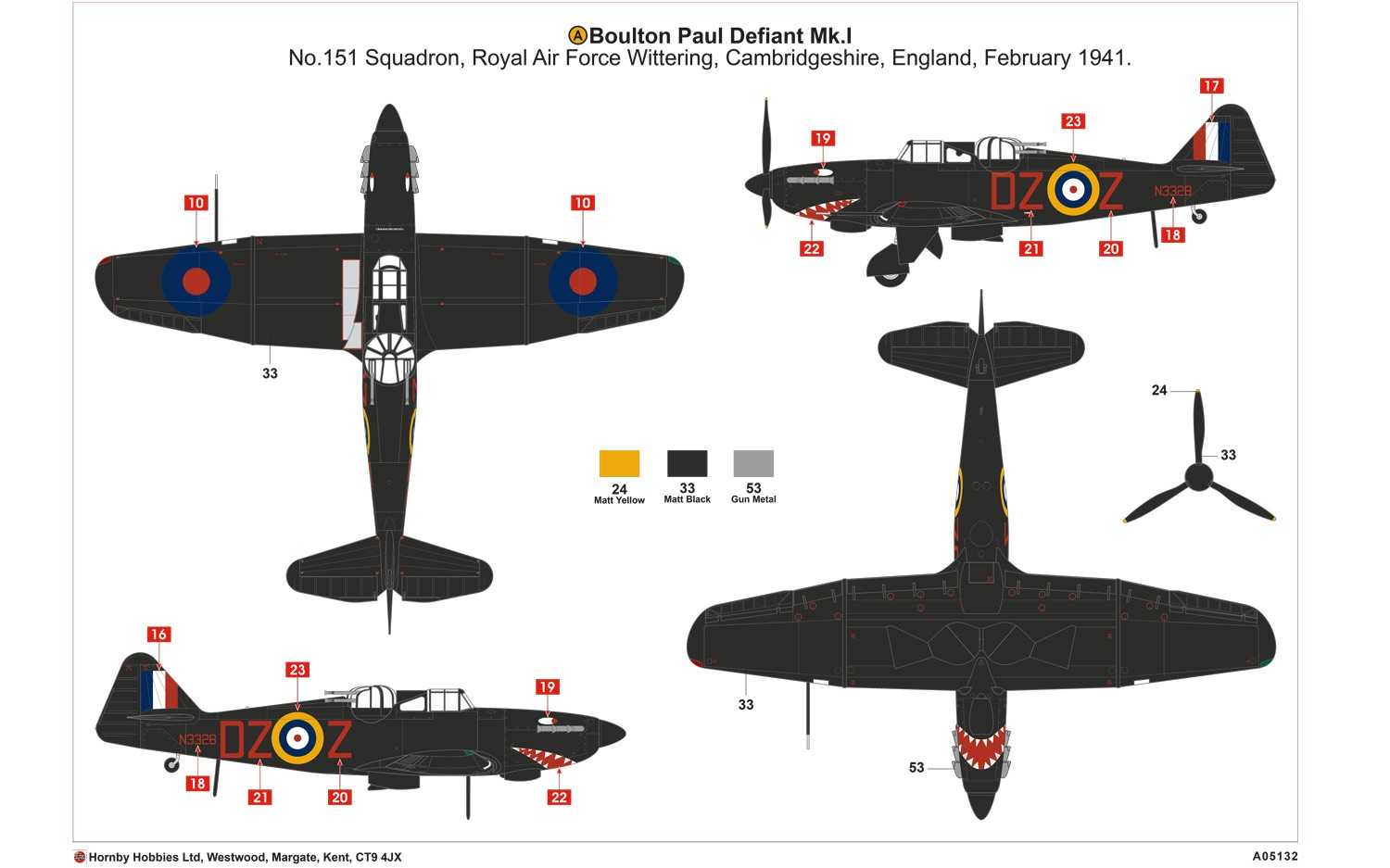 Classic Kit letadlo A05132 - Boulton Paul Defiant NF.1 (1:48)