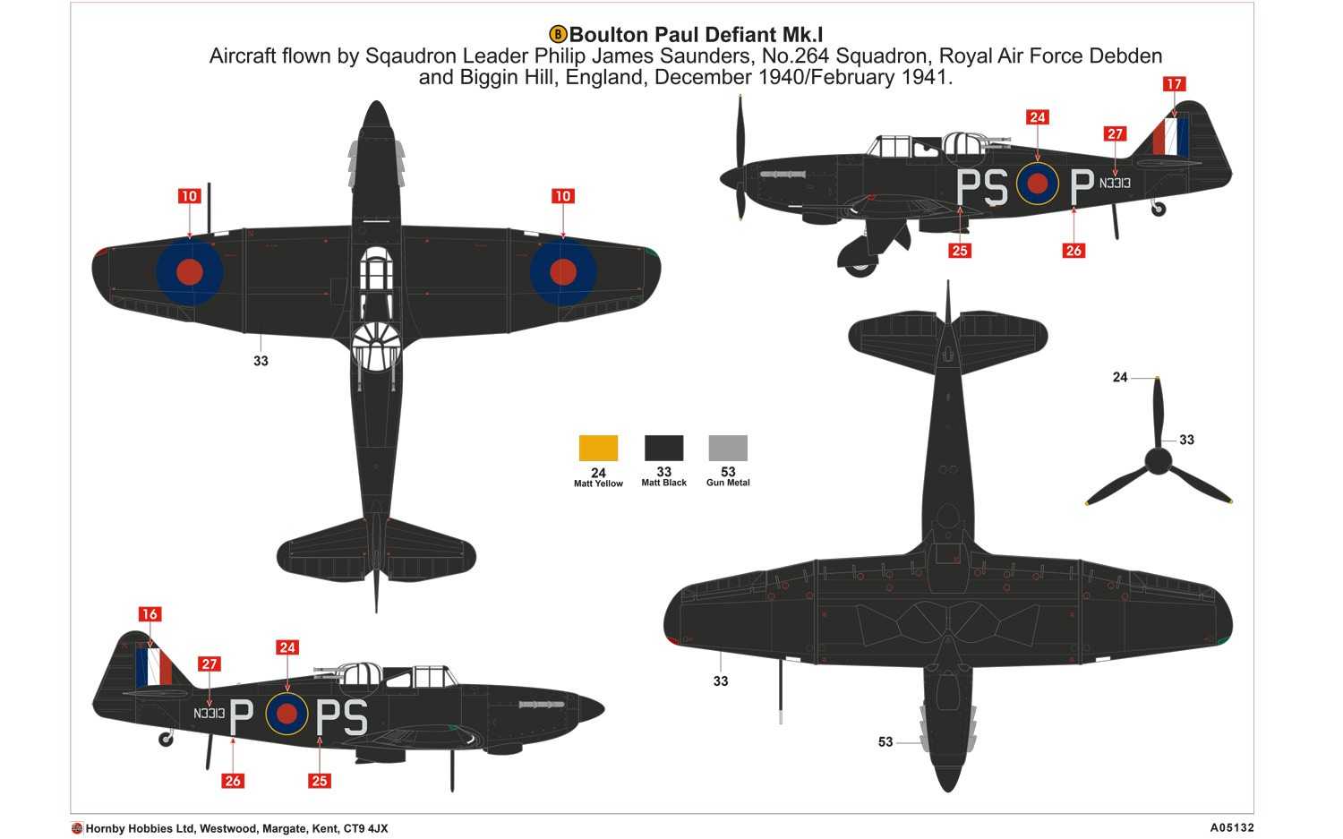 Classic Kit letadlo A05132 - Boulton Paul Defiant NF.1 (1:48)