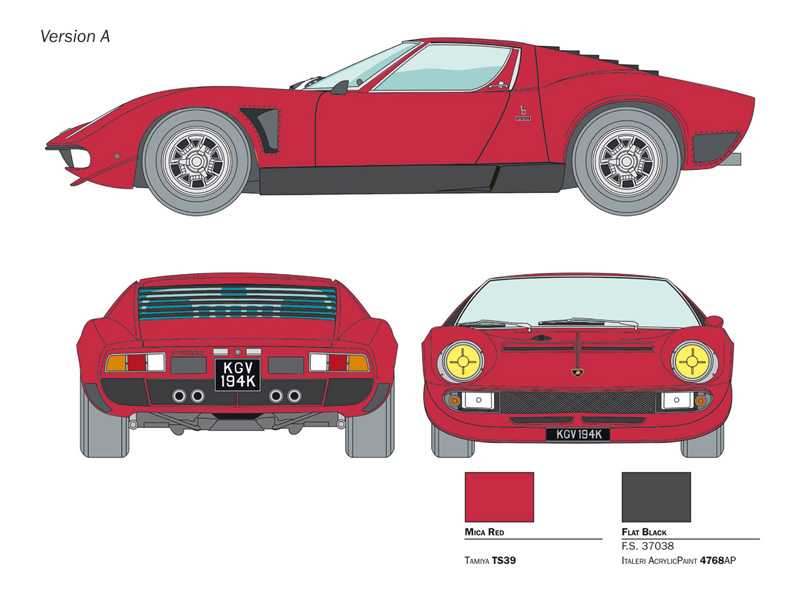 Model Kit auto 3649 - Lamborghini Miura Jota SVJ (1:24)