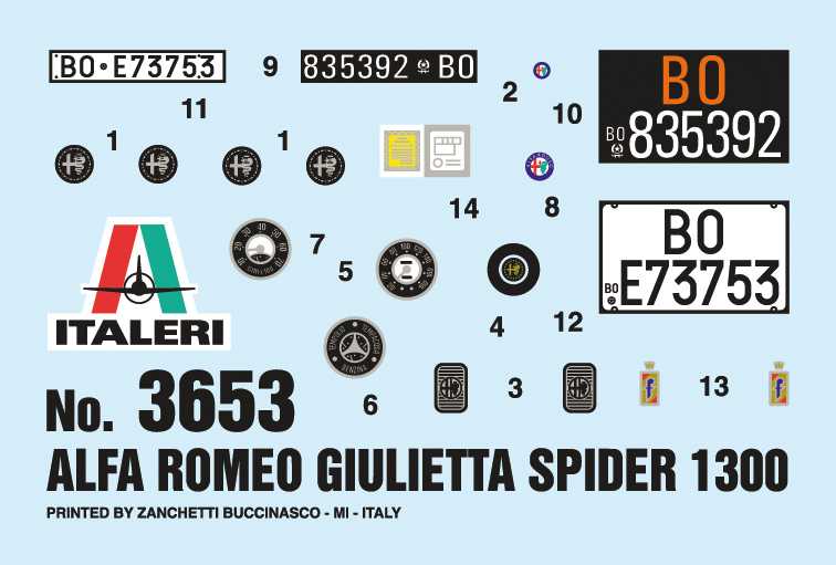 Model Kit auto 3653 - ALFA ROMEO GIULIETTA SPIDER 1300 (1:24)