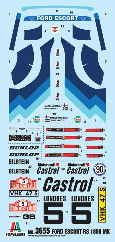 Model Kit auto 3655 - FORD ESCORT RS1800 Mk. II (1:24)