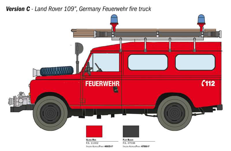 Model Kit auto 3660 - Land Rover Fire Truck (1:24)