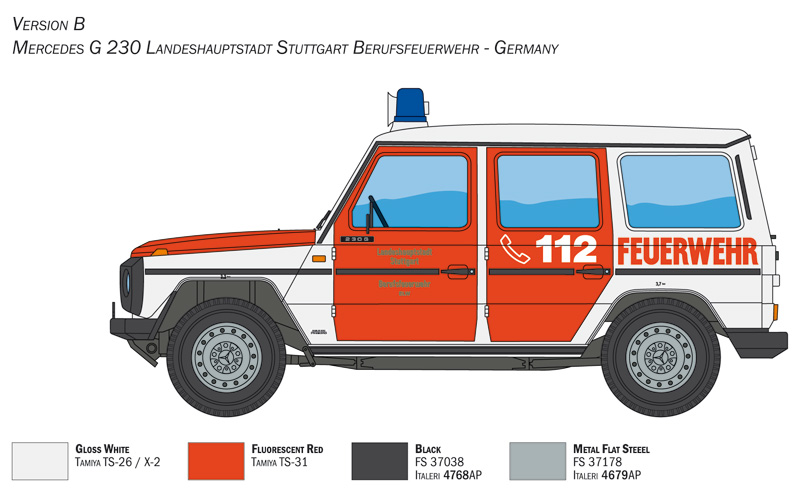 Model Kit auto 3663 - Mercedes G230 Feuewehr (1:24)