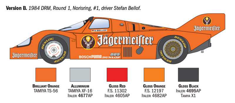 Model Kit auto 3678 - Porsche 956 Jagermeister (1:24)