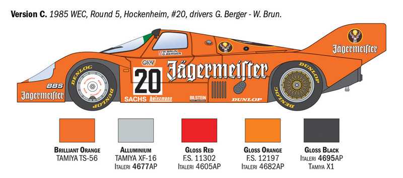 Model Kit auto 3678 - Porsche 956 Jagermeister (1:24)