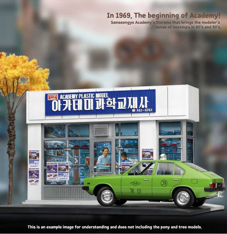 Model Kit budova 15616 - ACADEMY PLASTIC MODEL SHOP 1969 (1:24)