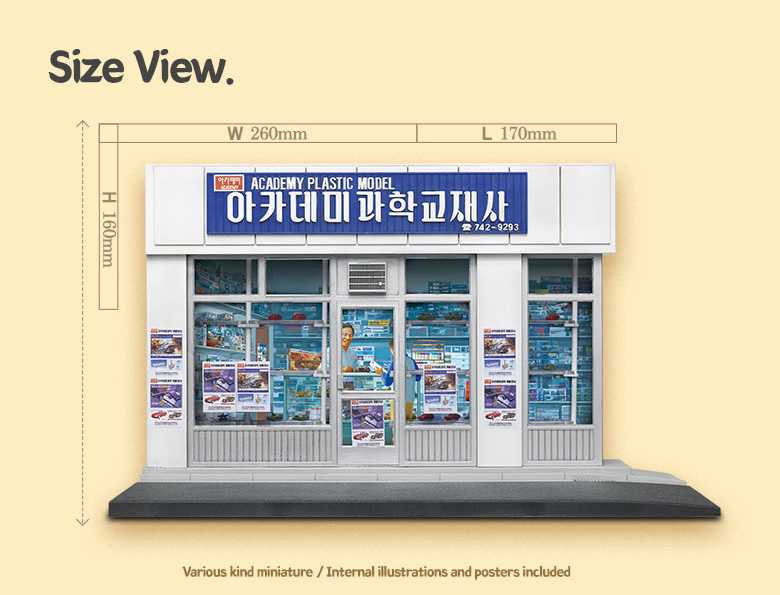 Model Kit budova 15616 - ACADEMY PLASTIC MODEL SHOP 1969 (1:24)