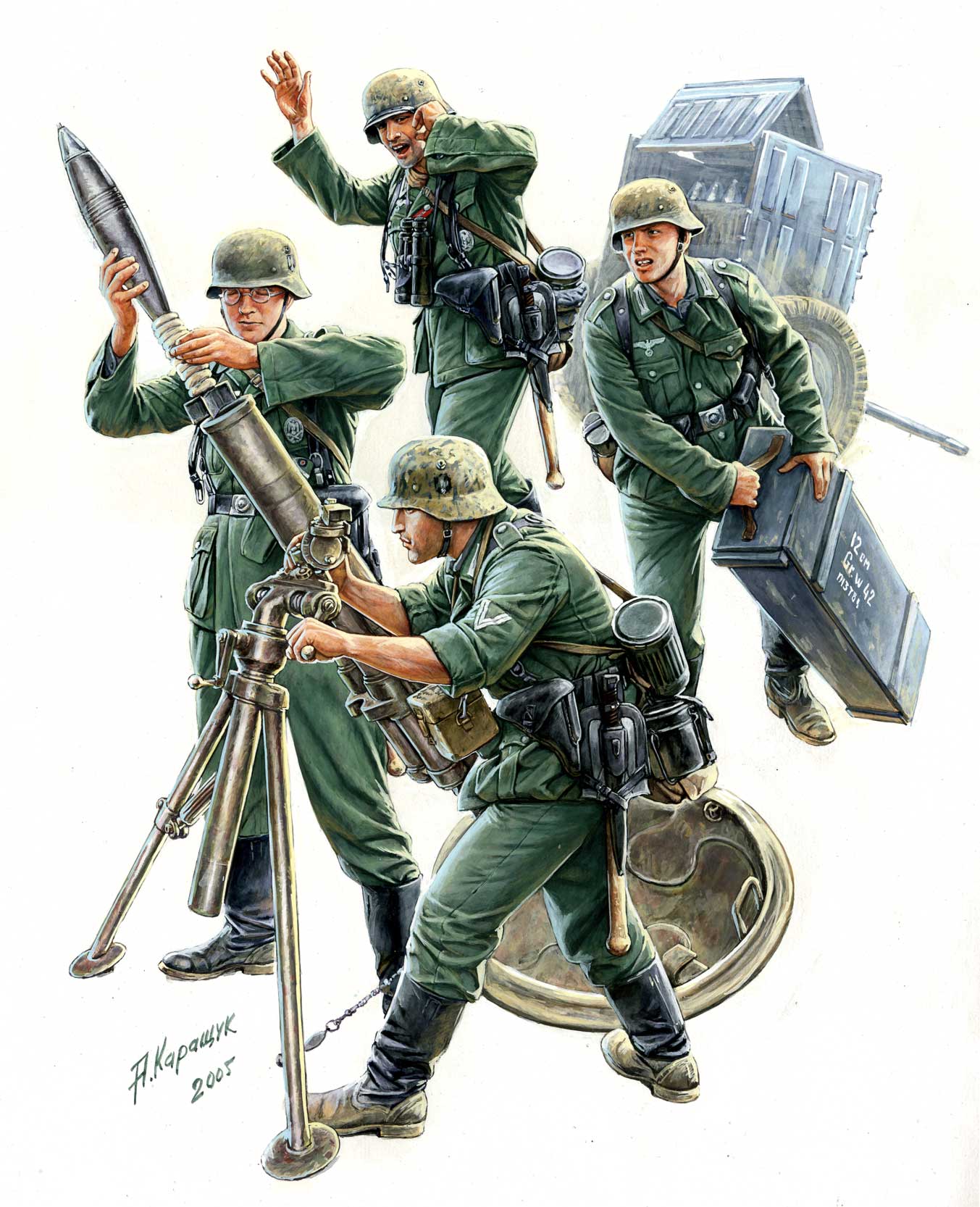 Model Kit figurky 3583 - German Mortar with Crew (1:35)