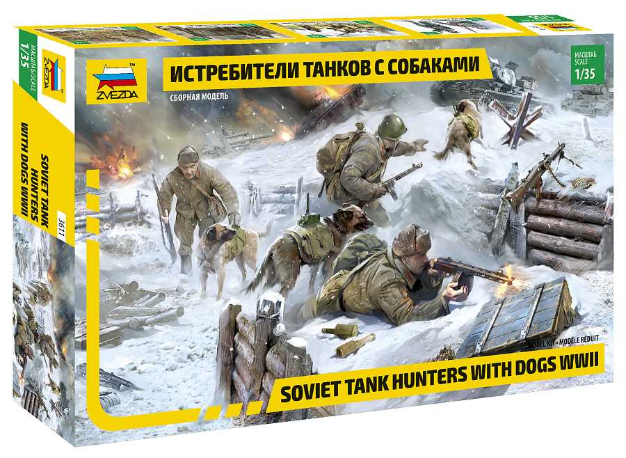 Model Kit figurky 3611 - Soviet Tank Hunters with dogs (1:35)