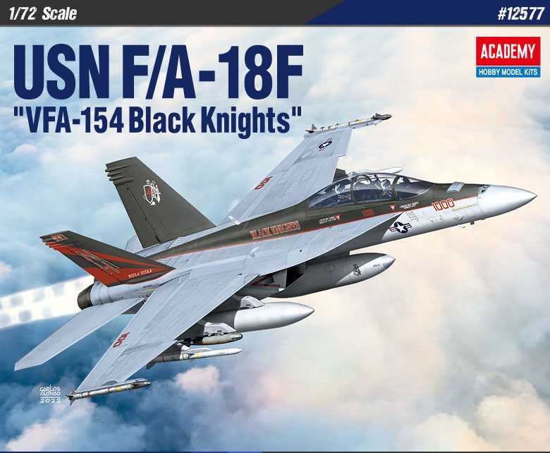 Model Kit letadlo 12577 - USN F/A-18F "VFA-154 Black Knight" (1:72)