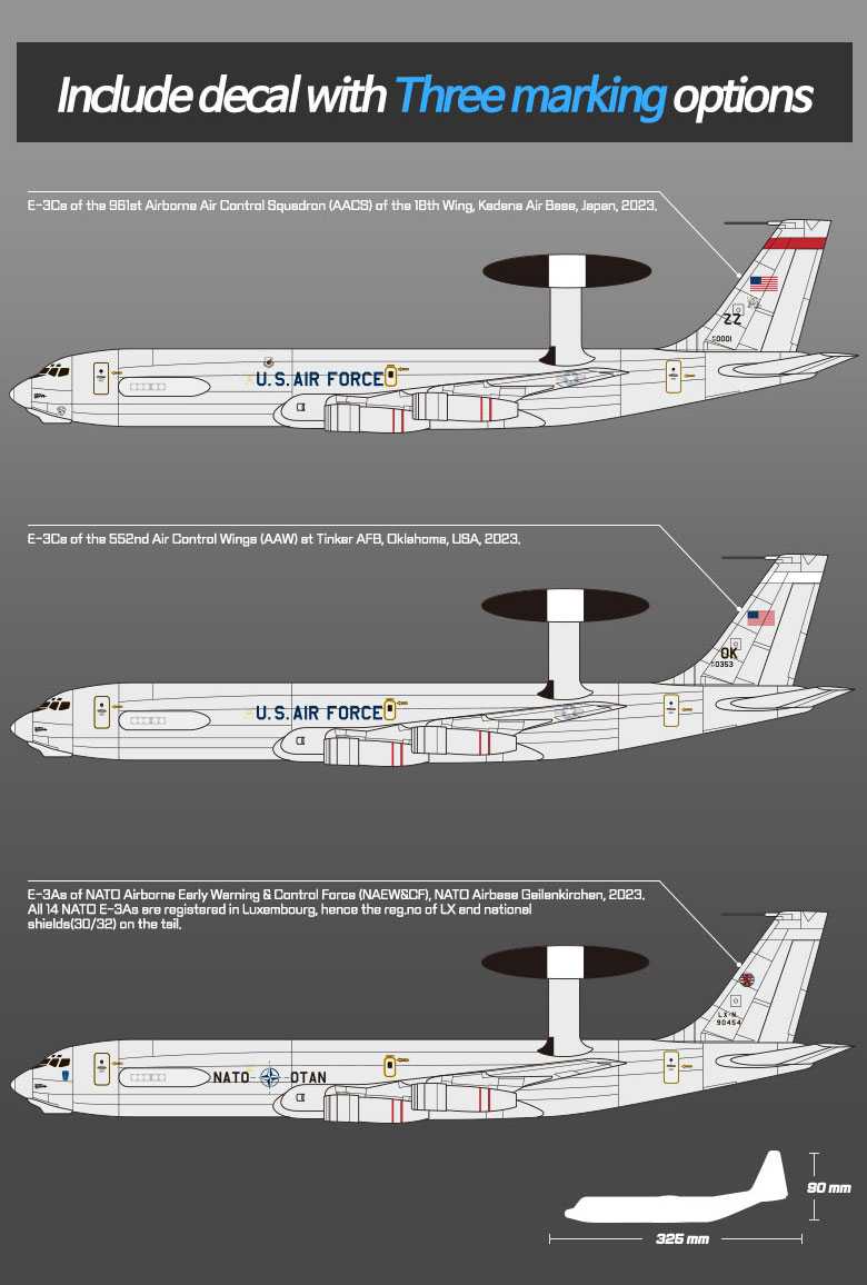 Model Kit letadlo 12629 - USAF E-3G Sentry "AEW&C" (1:144)