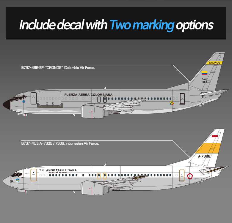 Model Kit letadlo 12639 - Boeing 737 "Colombian Air Force"  (1:144)