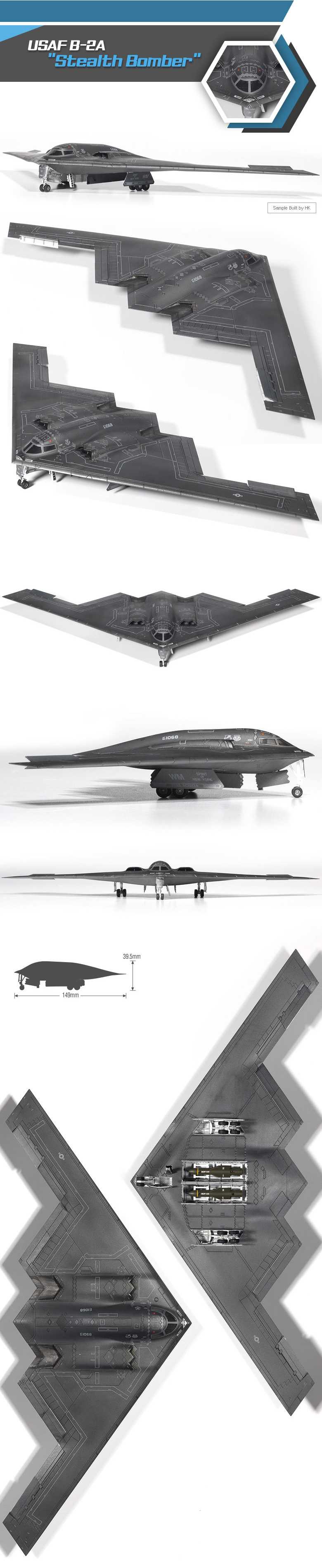 Model Kit letadlo 12645 - USAF B-2A "Stealth Bomber“ (1:144)