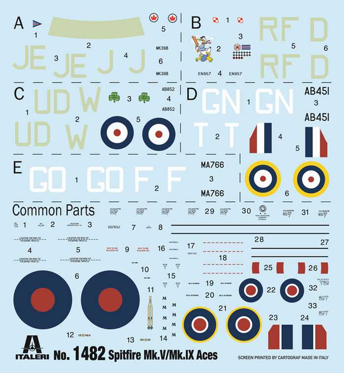 Model Kit letadlo 1482 - Spitfire Mk.V / Mk.IX Aces (1:72)