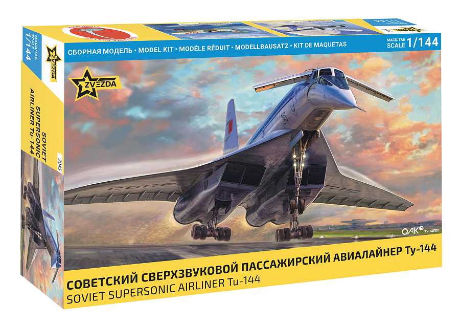 Model Kit letadlo 7045 - Tu-144 Supersonic civilian aircraft (1:144)