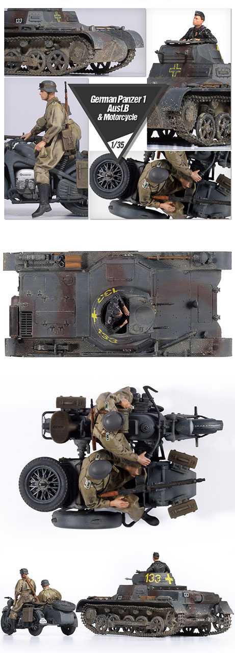 Model Kit military 13556 - German Panzer I Ausf.B & Motorcycle (1:35)