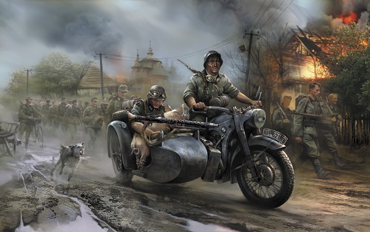 Model Kit military 3607 - German WWII Sidecar R12 with crew (1:35)