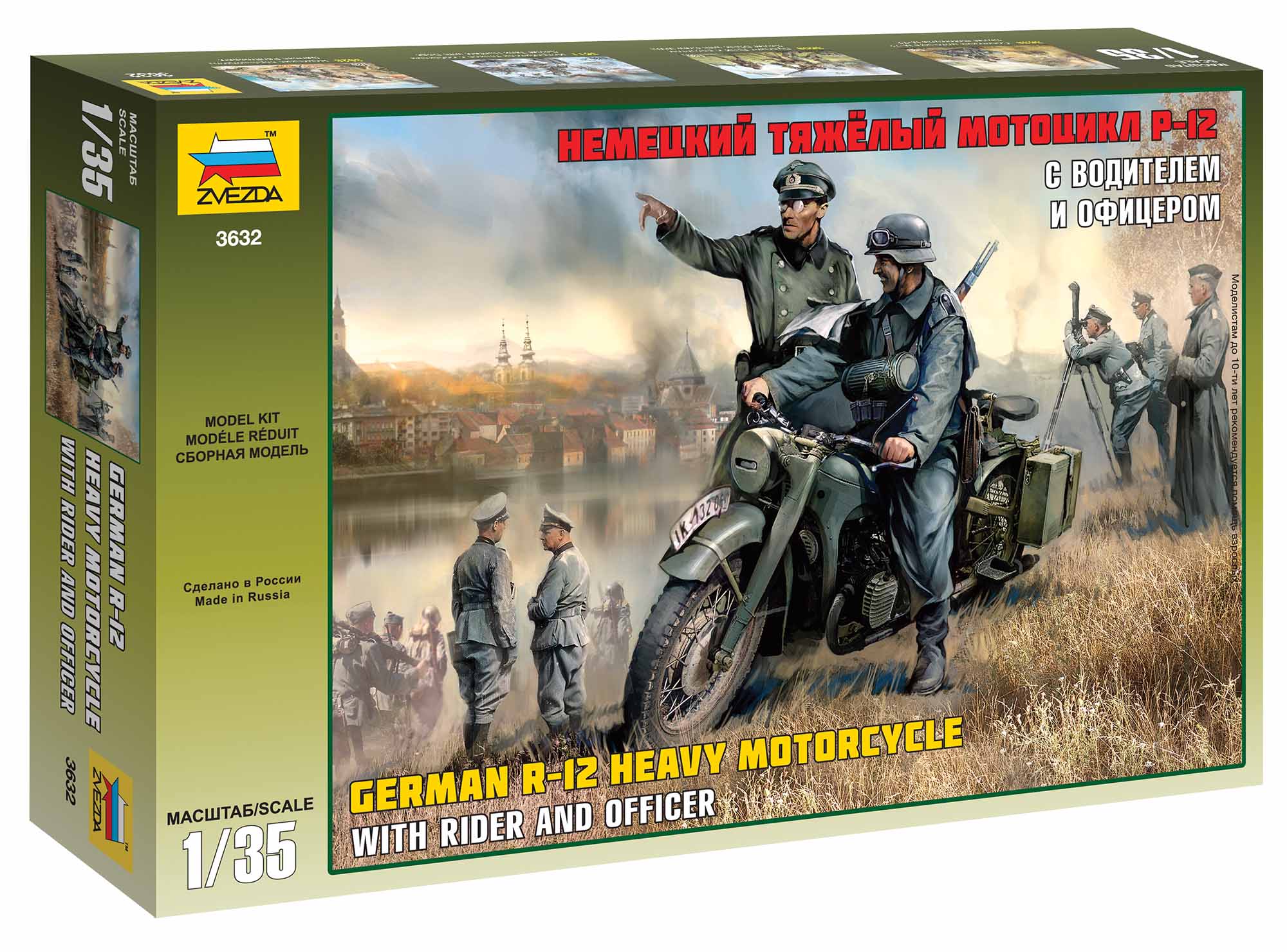 Model Kit military 3632 - German R-12 Heavy Motorcycle with Rider (1:35)
