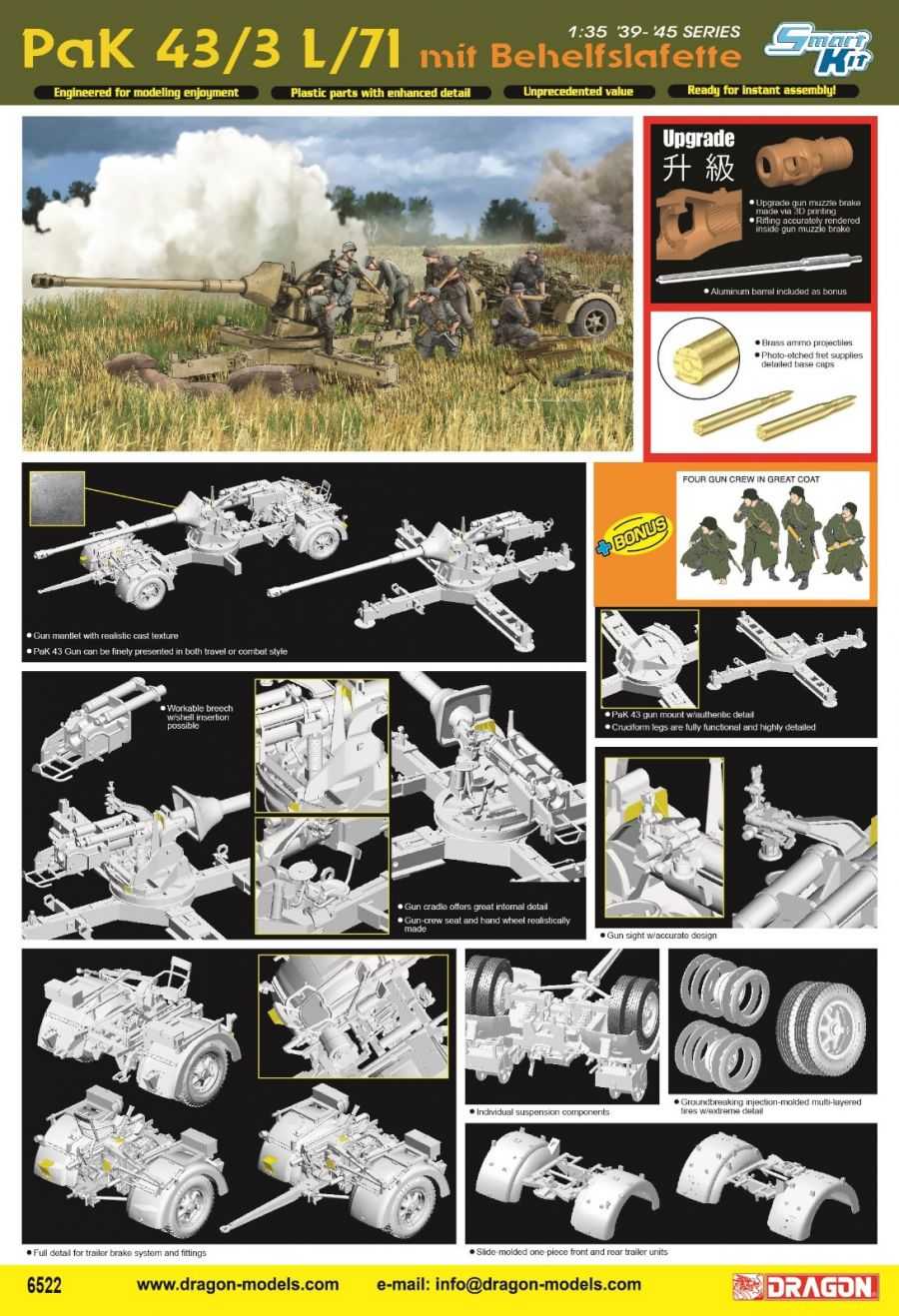 Model Kit military 6522 - PaK 43/3 L/71 MIT BEHELFSLAFETTE (1:35)