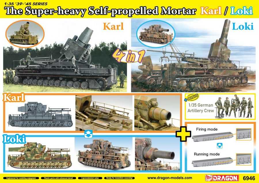 Model Kit military 6946 - GERMAN HEAVY SELF-PROPELLED MORTAR KARL/LOKI (1:35)