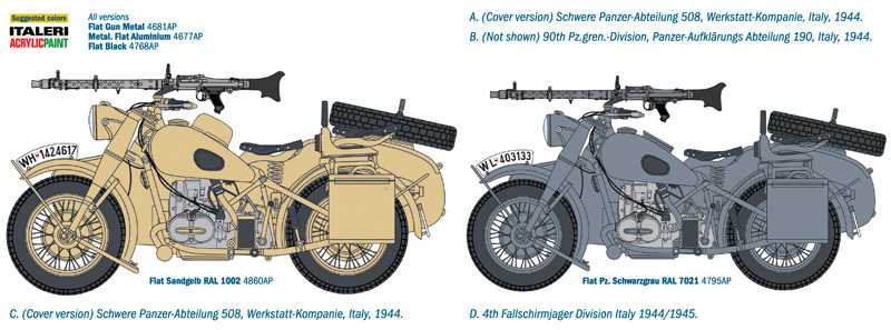 Model Kit military 7403 - German Military Motorcycle with Sidecar (1:9)