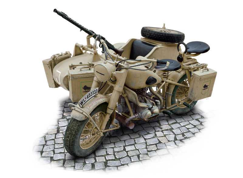 Model Kit military 7403 - German Military Motorcycle with Sidecar (1:9)