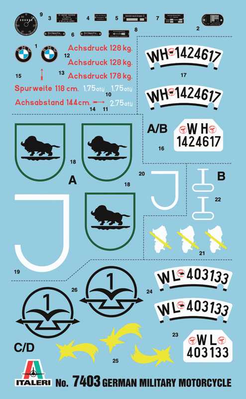 Model Kit military 7403 - German Military Motorcycle with Sidecar (1:9)