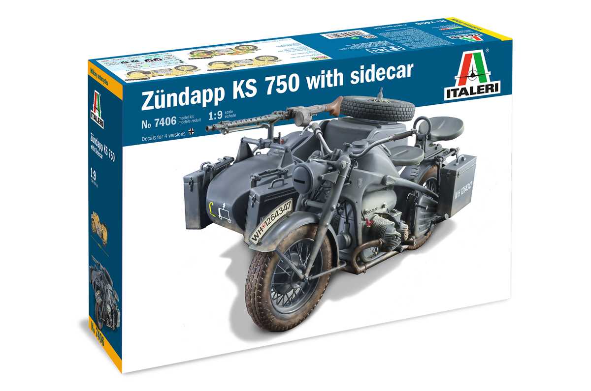 Model Kit military 7406 - Zundapp KS 750 with sidecar (1:9)