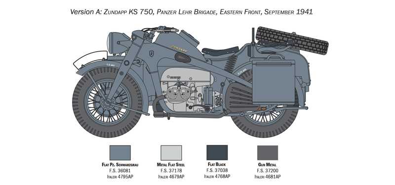 Model Kit military 7406 - Zundapp KS 750 with sidecar (1:9)