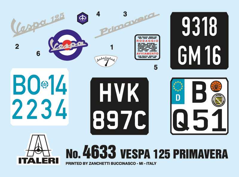 Model Kit motorka 4633 - VESPA 125 PRIMAVERA (1:9)