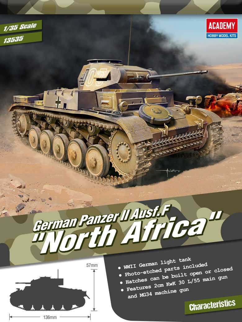 Model Kit tank 13535 - German Panzer II Ausf.F "North Africa" (1:35)