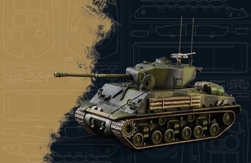 Model Kit tank 25772 - M4A3E8 Sherman "Fury" (1:56)