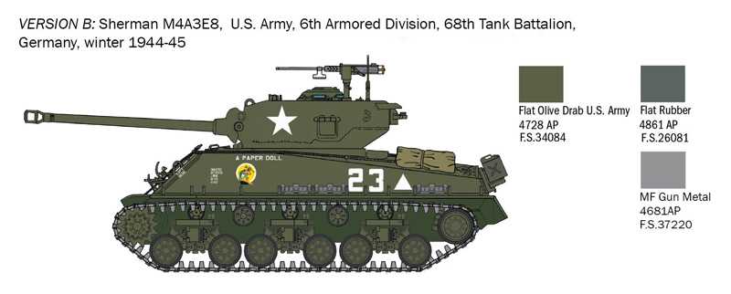 Model Kit tank 25772 - M4A3E8 Sherman "Fury" (1:56)