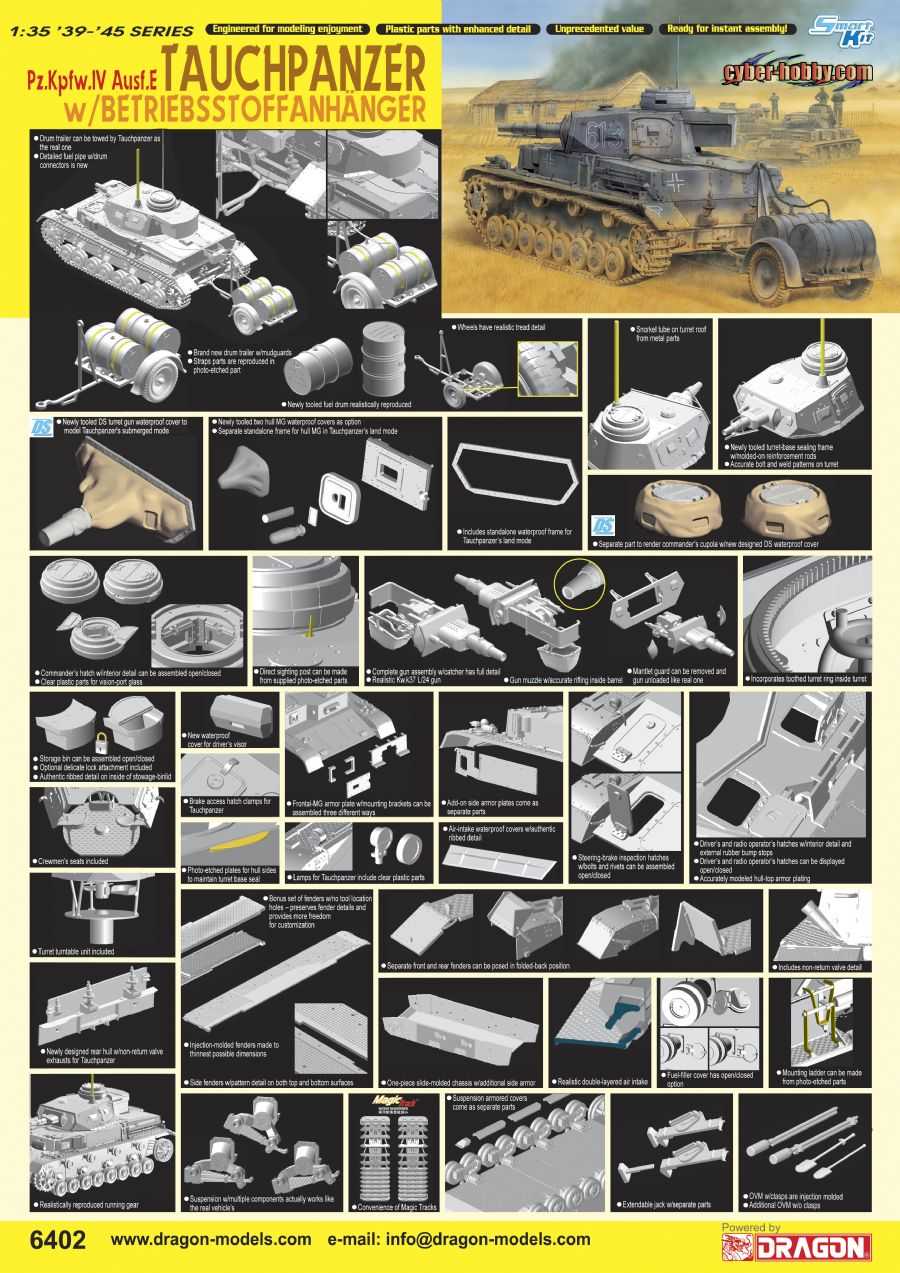 Model Kit tank 6402 - Pz.Kpfw.IV Ausf.E TAUCHPANZER w/BETRIEBSSTOFFANHÄNGER (1:35)