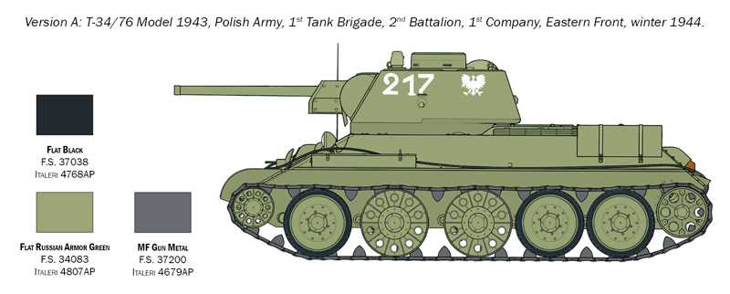 Model Kit tank 7078 - T-34/76 Model 1943 (1:72)