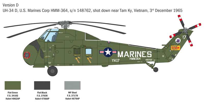 Model Kit vrtulník 2776 - H-34A Pirate /UH-34D U.S. Marines (1:48)