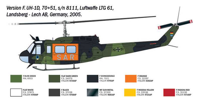 Model Kit vrtulník 2845 - AB.205 / UH-1D "SAR" (1:48)