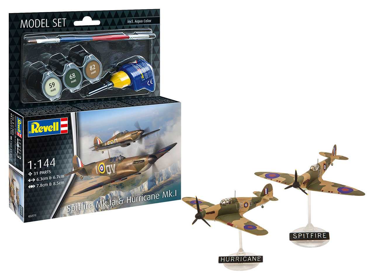 ModelSet letadlo 63771 - Spitfire Mk.Ia & Hurricane Mk.I (1:144)