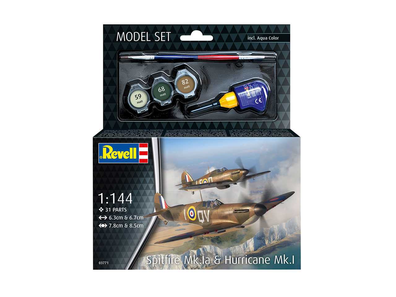 ModelSet letadlo 63771 - Spitfire Mk.Ia & Hurricane Mk.I (1:144)