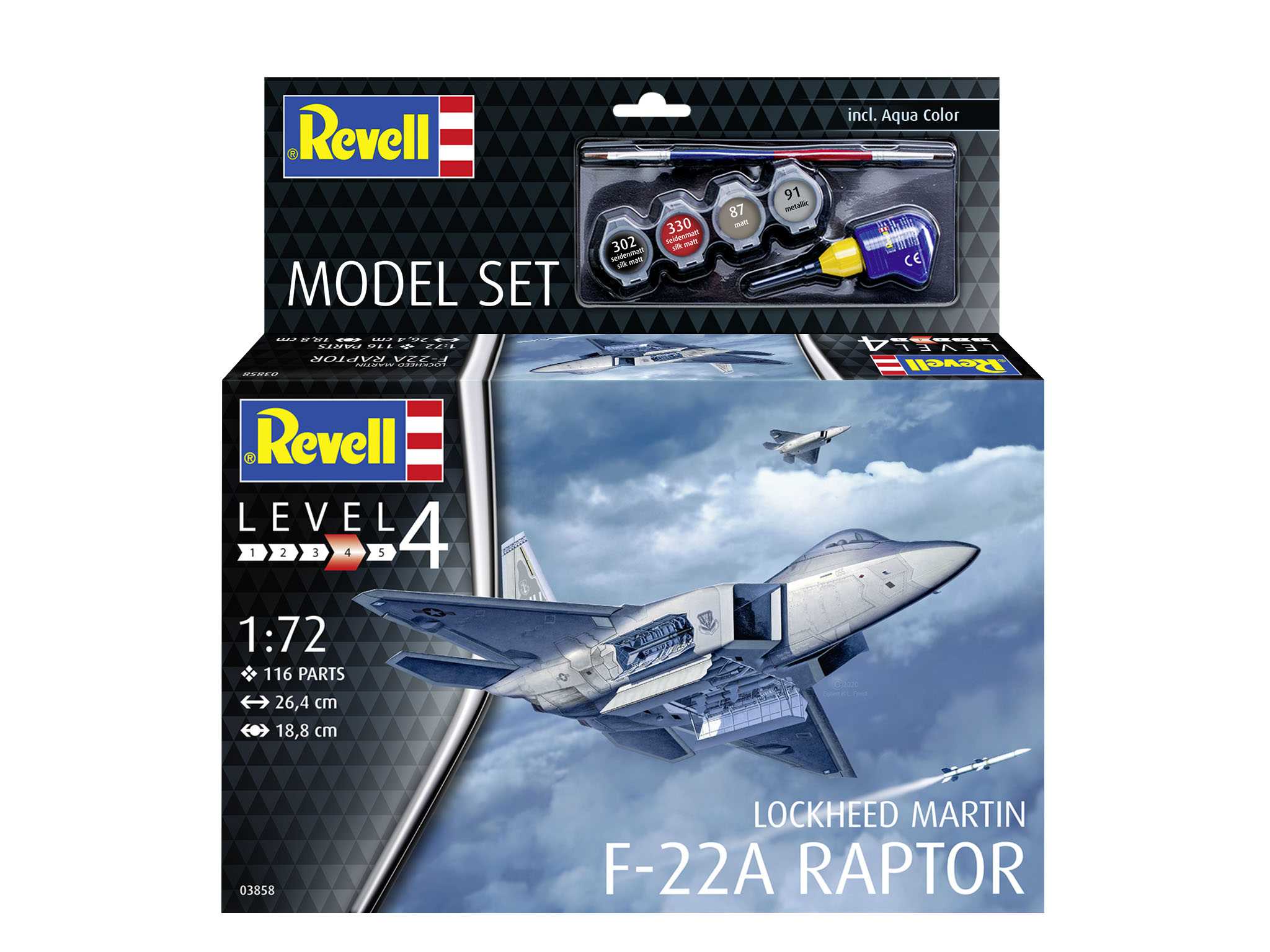 ModelSet letadlo 63858 - Lockheed Martin F-22A Raptor (1:72)