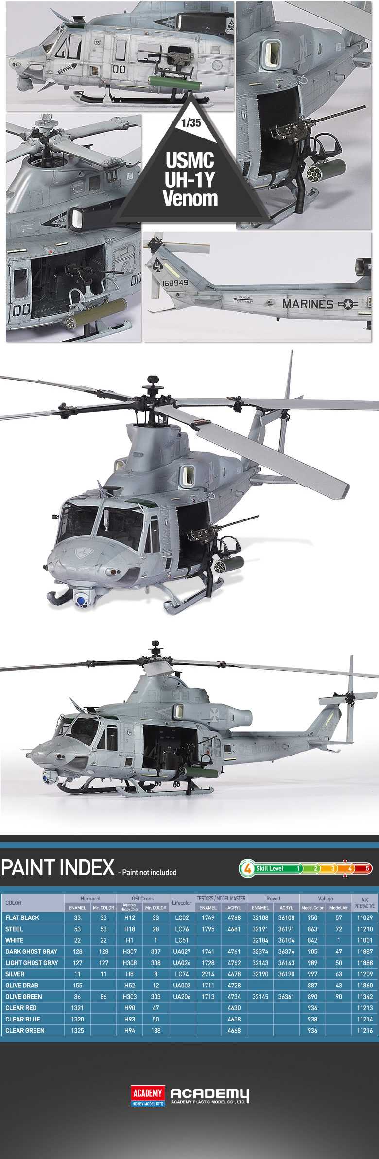 Modelk Kit vrtulník 12138 - USMC UH-1Y® Venom (1:35)