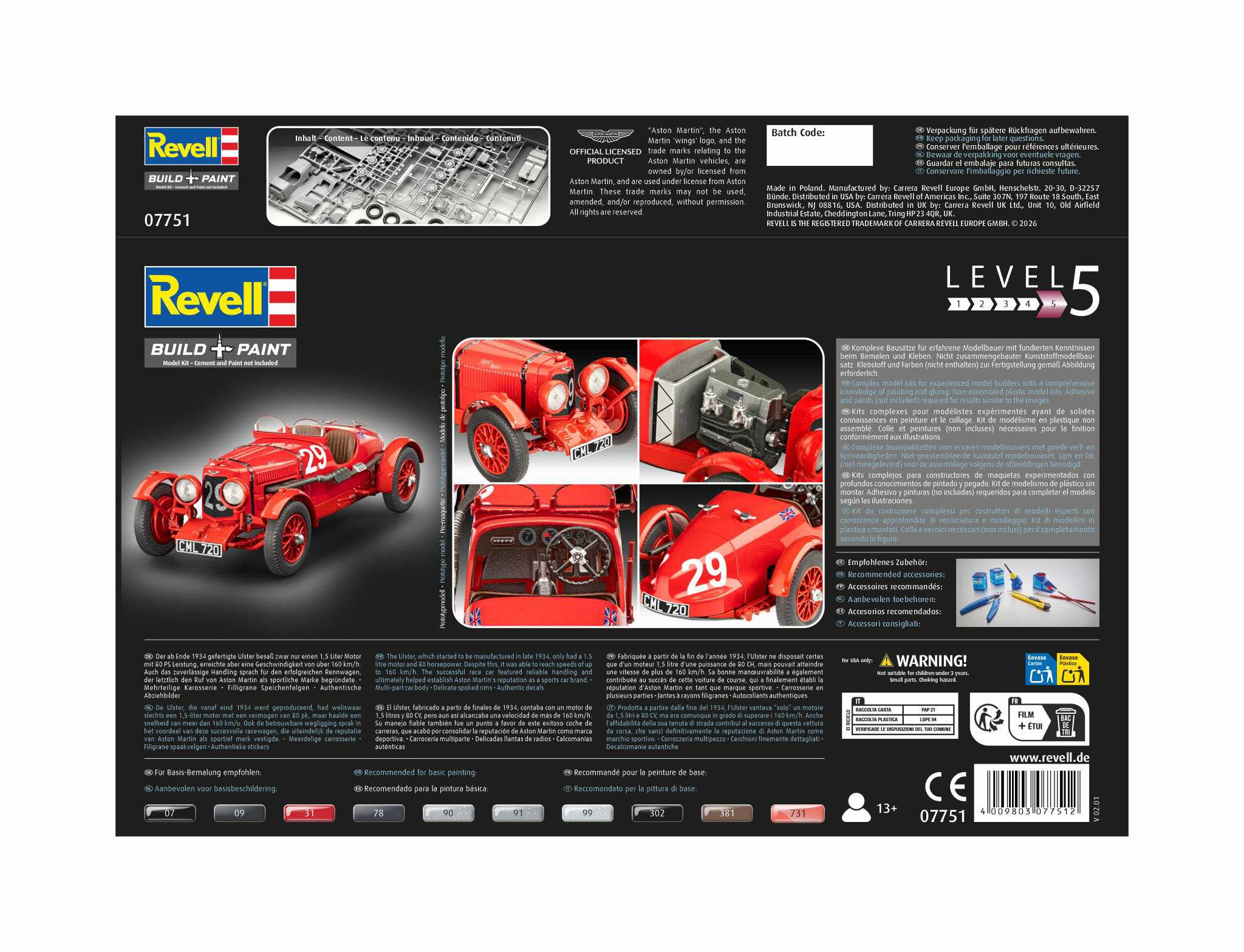 Plastic ModelKit auto 07751 - Aston Martin Ulster (1:32)