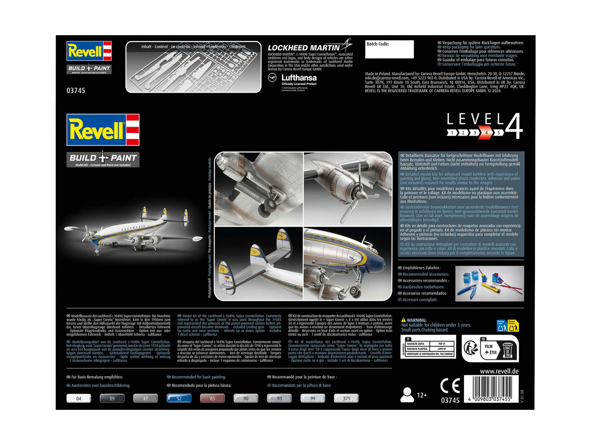 Plastic ModelKit letadlo 03745 - Lockheed L.1049G Super Constellation Lufthansa (1:144)