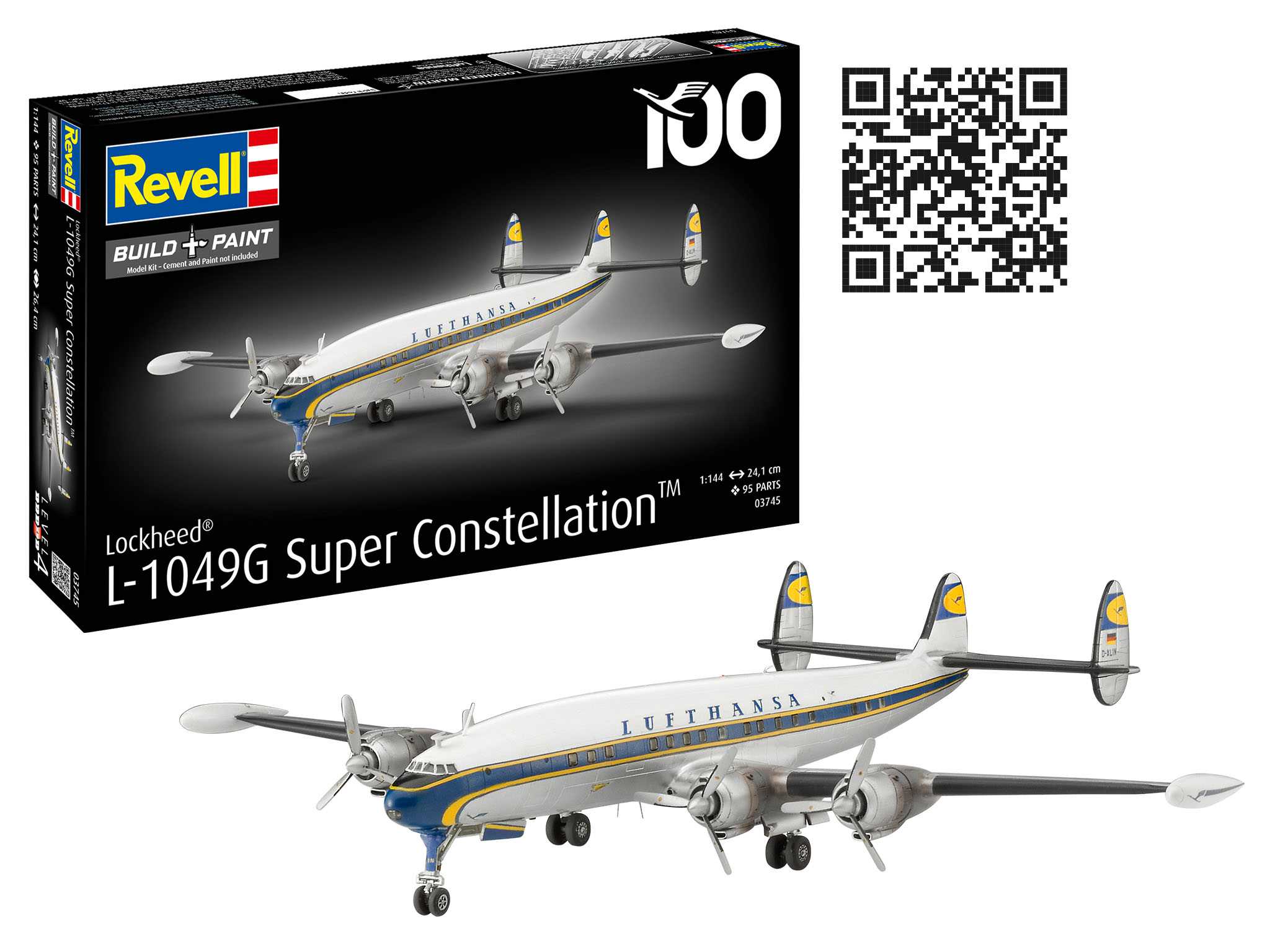 Plastic ModelKit letadlo 03745 - Lockheed L.1049G Super Constellation Lufthansa (1:144)
