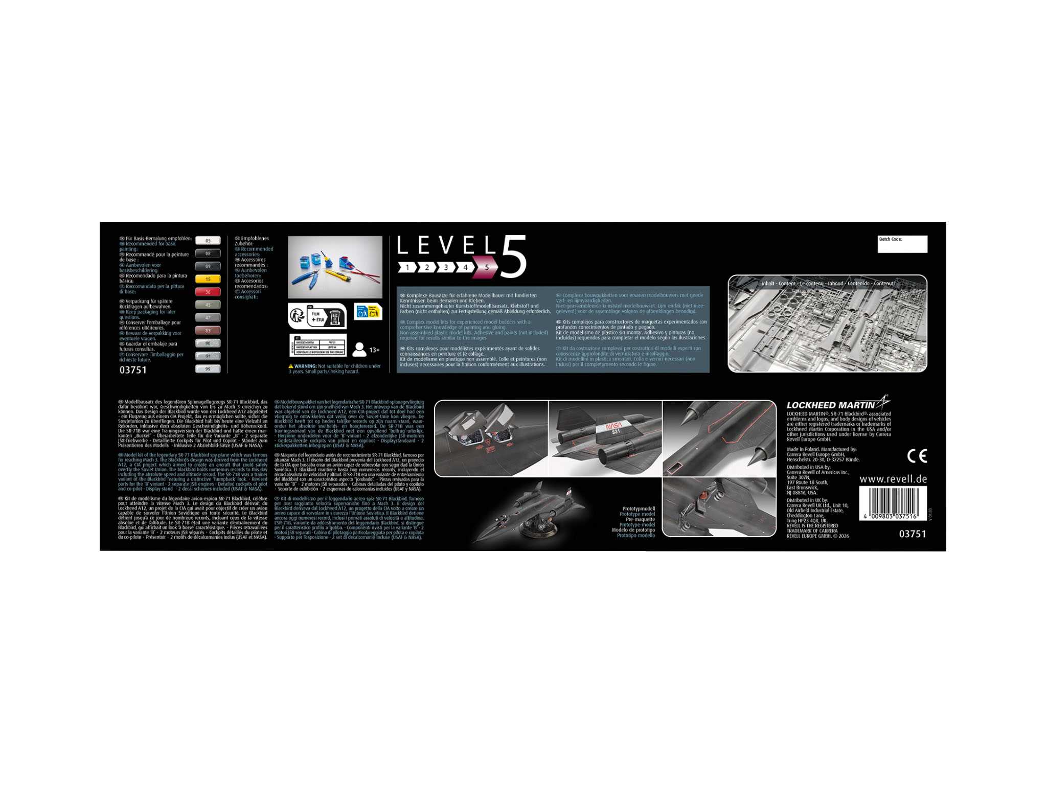 Plastic ModelKit letadlo 03751 - Lockheed SR-71B Blackbird (1:48)