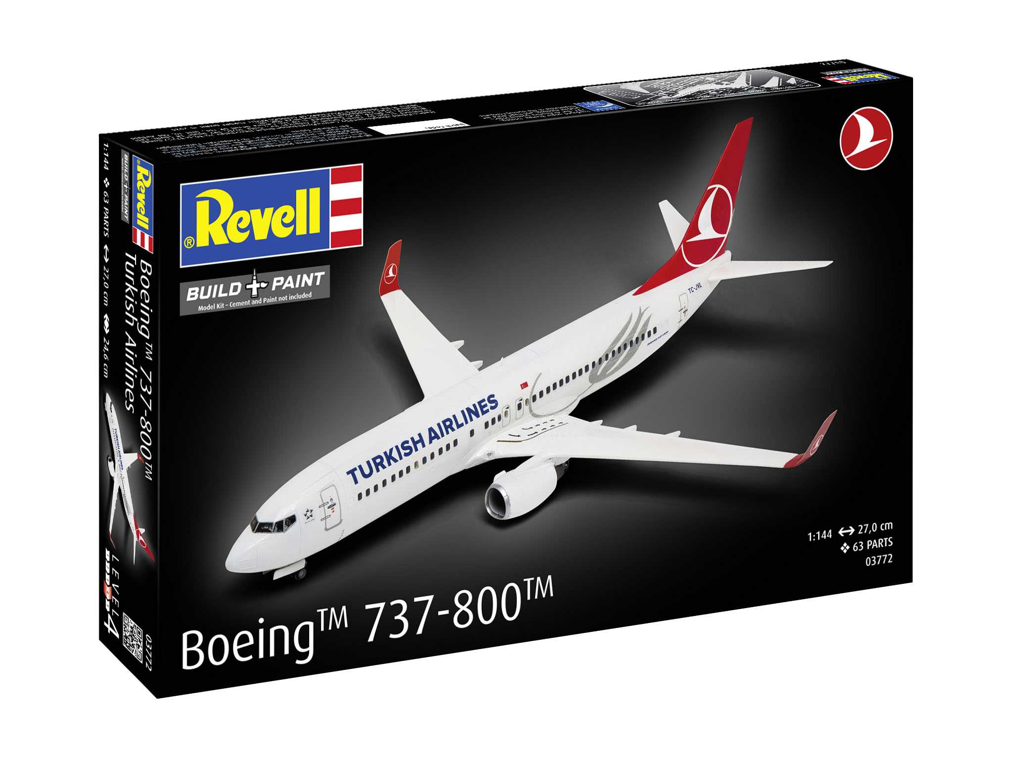 Plastic ModelKit letadlo 03772 - Boeing 737-800 "Turkish Airlines" (1:144)