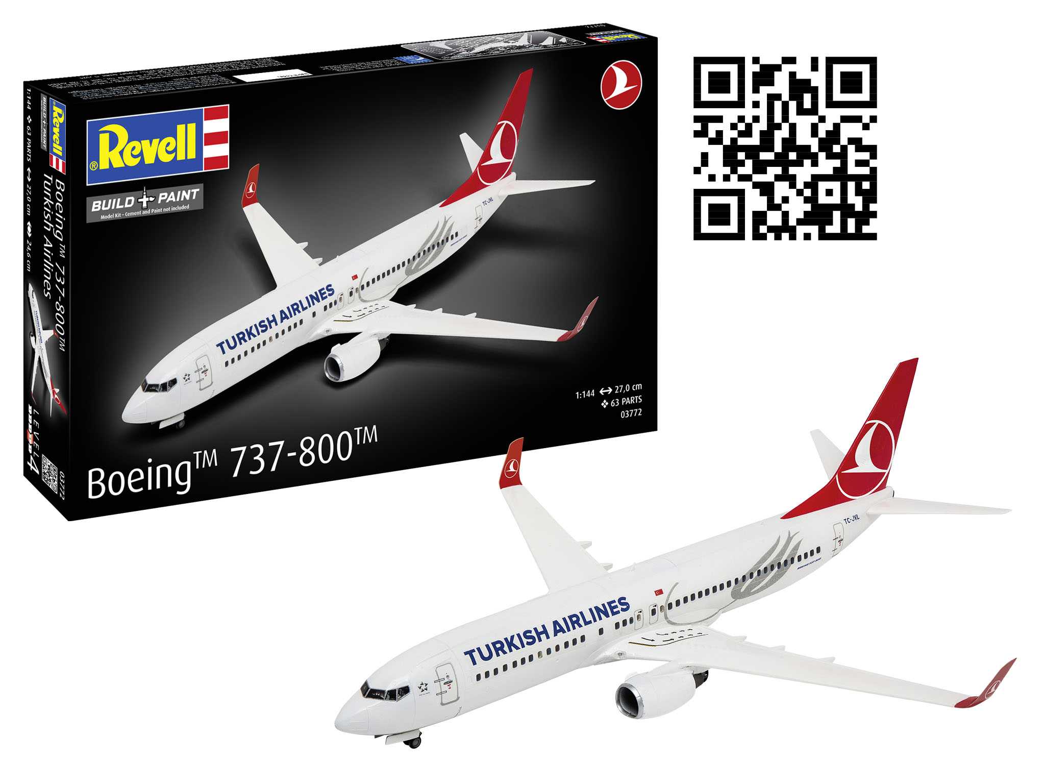 Plastic ModelKit letadlo 03772 - Boeing 737-800 "Turkish Airlines" (1:144)