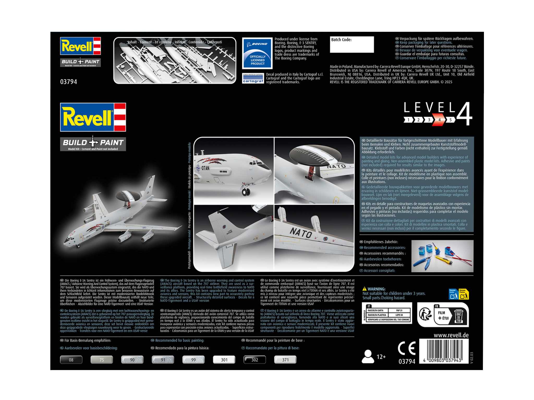 Plastic ModelKit letadlo 03794 - Boeing E-3A (1:144)