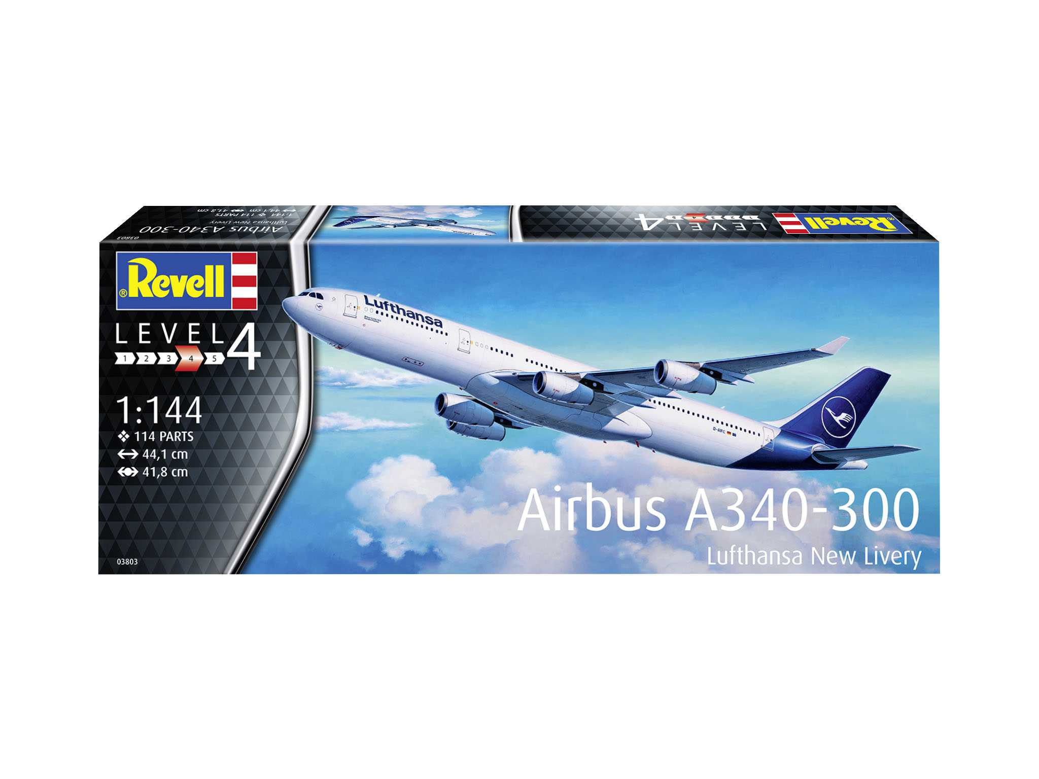 Plastic ModelKit letadlo 03803 - A340-300 Lufthansa New Livery (1:144)